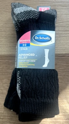 Calcetines Dr Scholl's Advanced Relief Blister Guard Comfort Crew para mujer 8-12 negros Foto 1 de 4