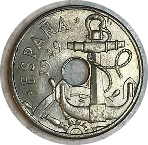 Spain 1949(1951) • 50 centimos • KM# 777 anchor • UNC (CB-8819) Espagne - Picture 1 of 2