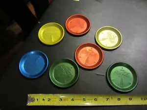 Coca Cola Metal Coasters lot of 7 vintage red yellow green blue coaster - Picture 1 of 6
