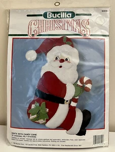 1991 Bucilla Christmas Felt 18" Stocking Kit "Santa With Candy Cane" 82820 - NEW - Picture 1 of 5
