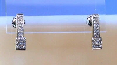 Aretes de diamantes Charriol en oro blanco de 14 k tamaño 18 mm de largo Foto 1 de 4