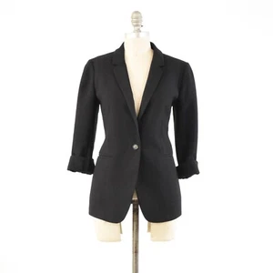 Ann Taylor LOFT Blazer 2 Black Stretch Suiting One-Button Career Jacket - Picture 1 of 6