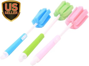 3PCS Adjustable Sponge Cleaning Brush Cleaner with Plastic Long Handle Cup Feedi - Picture 1 of 9