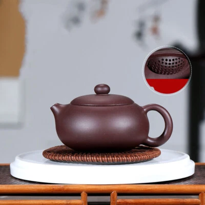 tea pot with tea infuser ball shaped holes master flat xishi pot yixing zisha - Image 1 of 4