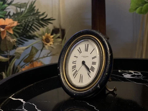 CARTIER Pendulette Oval Table Clock Alarm Ref. 7509 Switzerland 1987 (Blue) Cover