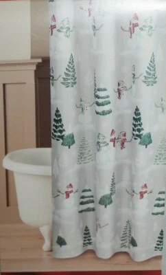 Cortina de ducha de tela muñeco de nieve escénico de Navidad cuadrado de San Nicolás NUEVO Foto 1 de 2