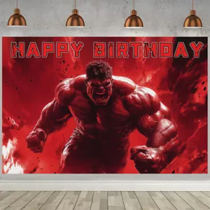 Póster de vinilo con telón de fondo de suministros de fiesta Red Hulk 5x3 pies regalo de cumpleaños - Imagen 1 de 4