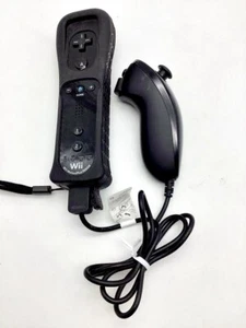 Nintendo Wii Controller Motion Plus Black & Nunchuck OEM Japan - Picture 1 of 3