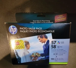 HP Photo value Pack Custom 57 & 58 Ink Cartridges & 100 4X6" Glossy Paper - Afbeelding 1 van 3