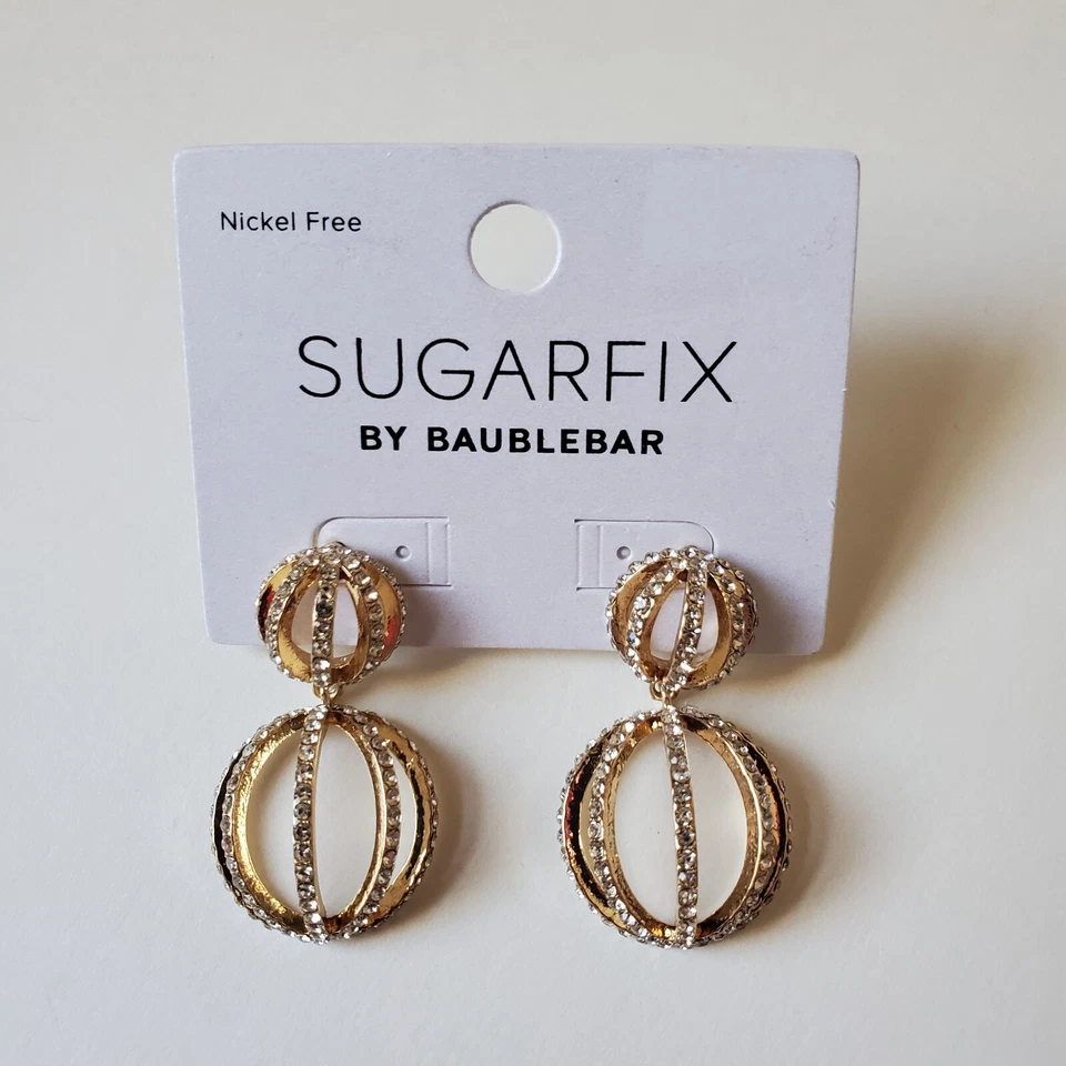 Sugarfix by Baublebar Sparkly Dangle Sphere Earrings Nickel Gold Tone