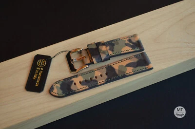 24 mm Cinturino vacchetta camouflage Pam Italy MTstraps Handmade Leather Strap - Immagine 1 di 4