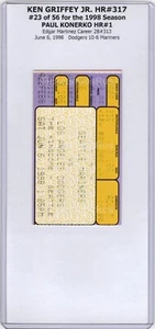 Ken Griffey Jr HR #317 Paul Konerko 1st HR 1998 Mariners Dodgers 6/6 Ticket Stub - Picture 1 of 12