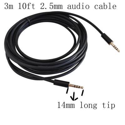 3meter 10ft 2.5mm Male to male 4 Pole Headphone Audio AUX Cable 14mm long tip - Image 1 of 4