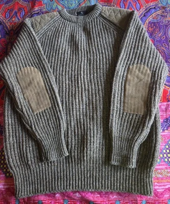 Lochcarrn свитер мужской Lg Sage чисто новый шерсти замши кожи нашивка экипажа джемпер Великобритании - Изображение 1 из 4