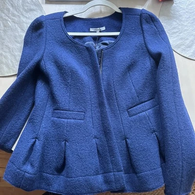 Jaqueta Carven Feminina Mistura de Lã Azul 36 Nova - Imagem 1 de 4