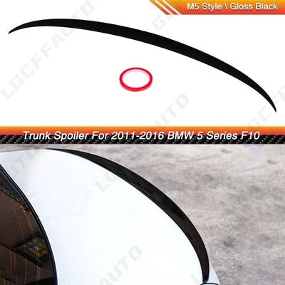 For 11-16 BMW F10 5 Series 535i 528i Gloss Black 4Dr M5 Style Trunk Spoiler Wing - Image 1 of 4