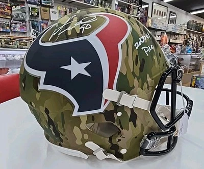 Casco camuflado tamaño completo de velocidad firmado por Mario Williams Houston Texans Radtke Sports Foto 1 de 4