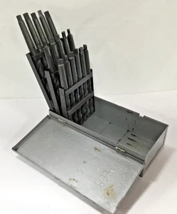 Vintage 16-pc W&B Drill Index 33/64 - 3/4 in Huot Steel Case - Picture 1 of 12