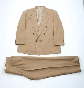 Traje De Colección Años 70 Streetwear Para Hombres 50R 2 Piezas Lana Doble Pecho Boda Marrón EE. UU. - Imagen 1 de 20