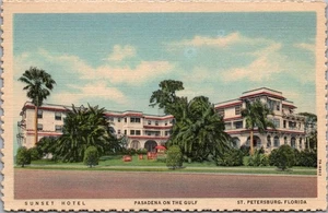 Cartolina in lino Sunset Hotel Pasadena sul Golfo San Pietroburgo Glorida - Foto 1 di 2