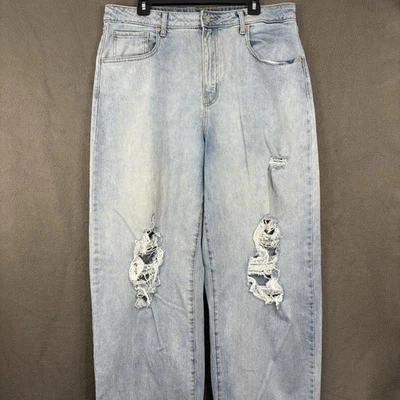 Pantalones de mezclilla holgados Wild Fable de tiro súper alto para mujer 16 lavado ligero súper desgastado Foto 1 de 4