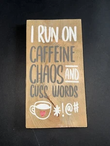 PANNEAU EN BOIS Je cours sur le café et les mots de baisers ☕️* !@#” Délice des amateurs de café - Photo 1 sur 7