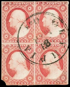 Scott #11A Lovely Block/4 w/ Olympia Oregon Terr. Cancel, Torn Corner, Cat $1000 - Picture 1 of 1