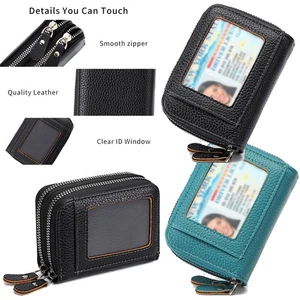 Women RFID Anti-Theft Wallet Large Capacity Double Zipper ID Card Holder - Bild 1 von 16