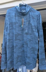 New Salt Life Pullover Shirt Mens XL Blue Camo Lng Sleeve 1/4 Zip Mock Neck SLX  - Picture 1 of 9