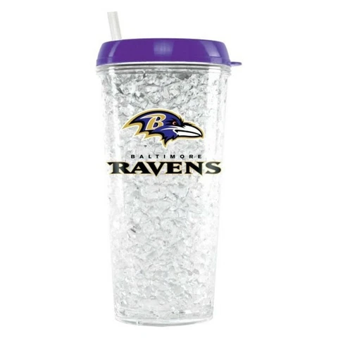 BALTIMORE RAVENS 16 OZ CRYSTAL FREEZER TRAVEL TUMBLER WITH STRAW FREE SHIP Cover