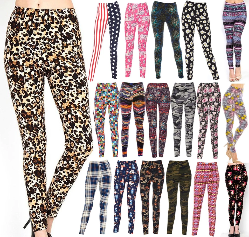 Leggings suaves cepillados estampados para mujer talla regular/grande  Foto 1 de 4