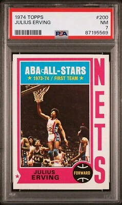 1974 TOPPS #200 JULIUS ERVING NETS HOF PSA 7  - Image 1 of 2