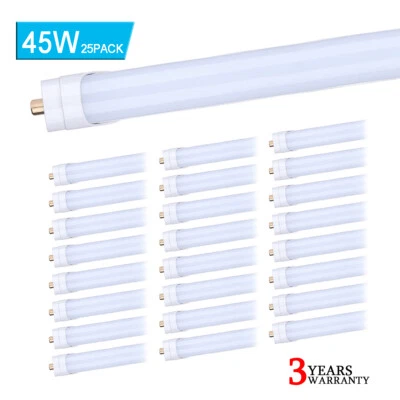 25 Pack T8 FA8 Single Pin 8' Led Tube Light Bulbs 45W 8FT Led Shop Light 5000K - Image 1 of 4