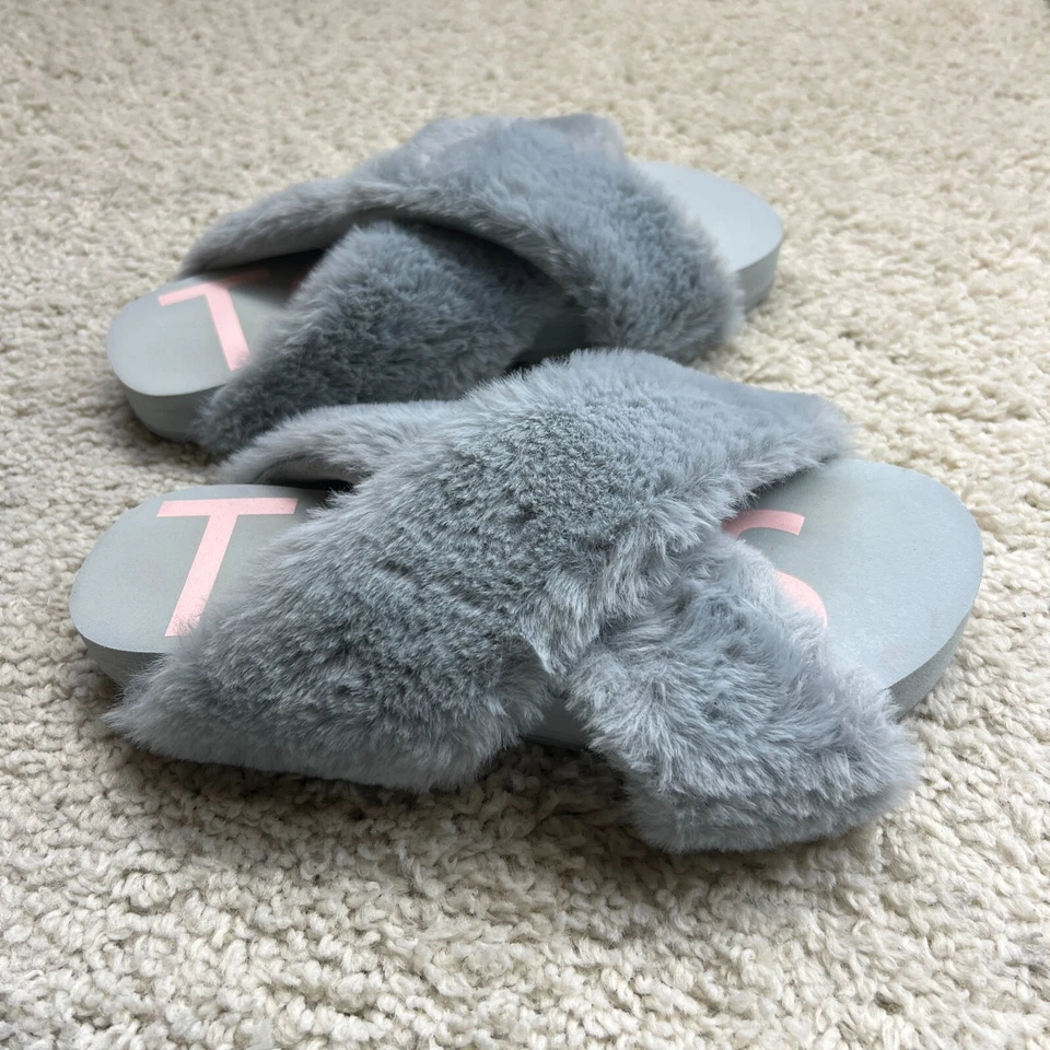 Chinelos femininos Toms Susie de pele sintética tamanho 9 cinza casual conforto aconchegante - Imagem 1 de 4