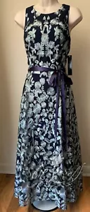 Tahari ASL Embroidered Floral Ribbon High-Low Dress NWT Size 4, 8 - Picture 1 of 9