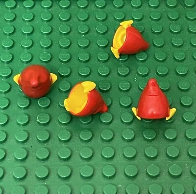 Lego 4 Pieces Christmas Red Elf Mini Figures Hat with Yellow Molded Pointed Ears - Image 1 of 2