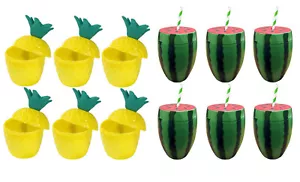 12 Mixed Watermelon & Pineapple Cocktail & Punch Hawaiian Hula Party Cups Drinks - Picture 1 of 5