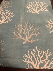 Nautical Tropical Beach Fabric With Coral In Aqua Blue, Silver Gray, White 35x51 - Picture 1 of 5