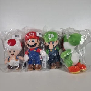 SUPER MARIO BROS. Film Plüsch 4er Set Mario, Luigi, Yoshi und Kröte - Brandneu - Bild 1 von 9