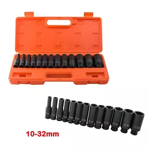 USA 13 pc 1/2" inch Deep Impact Socket Tool Set 10-32mm Metric Garage Workshop - Picture 1 of 10