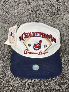 American League 1997 Champions Cleveland Indians Logo 7 Trucker Hat Baseball Cap - Picture 1 of 10