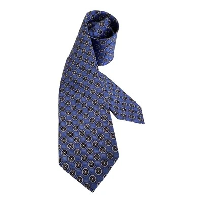 Corbata de seda de lujo geométrica azul JZ RICHARDS hecha a mano en EE. UU. CON: 3,25" EXCELENTE ESTADO # Foto 1 de 4