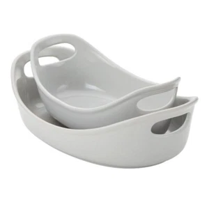 New Rachael Ray 47655 Ceramics Bubble & Brown Oval Baker Set, 2 Piece - Picture 1 of 3
