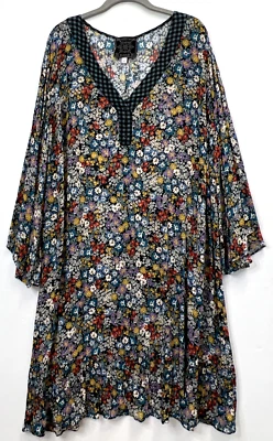 Johnny Was Jade Women 3X Viscose Sheer Multicolor Floral Print Boho Tunic Dress - Image 1 of 4