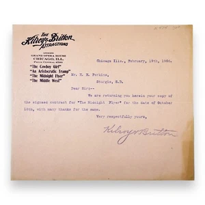 1906 Kilroy and Britton Performance Letter to Sturgis Opera House South Dakota - Picture 1 of 2
