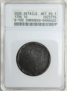 1796 Large Cent Draped Bust S-102 R4 Reverse Of 1794 Soapbox Holder - Picture 1 of 6