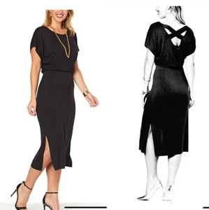 NEW Giuliana SZ 2X EcoLuxe Knit Drop Shoulder Midi Dress BLACK PLUS SZ 2X - Picture 1 of 12