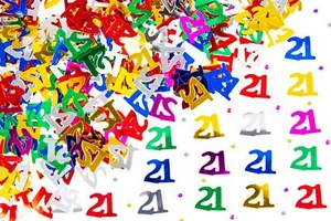 21st Multicolour Confetti Tabletop Sprinkle Anniversary Birthday Party Decor X4 - Picture 1 of 6
