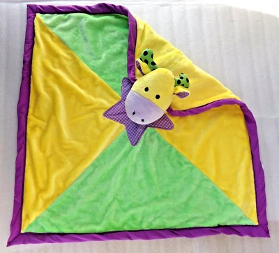 Manta de bebé de vaca TODA de colección púrpura lunares orejas estrella color bloque amarillo verde Foto 1 de 4