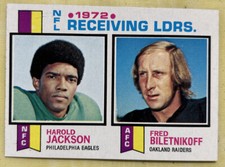 1973 Topps “1972 Receiving Leaders” Harold Jackson Fred Biletnikoff Card #3 EXMT
